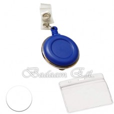 ID badge reel blue silver ring